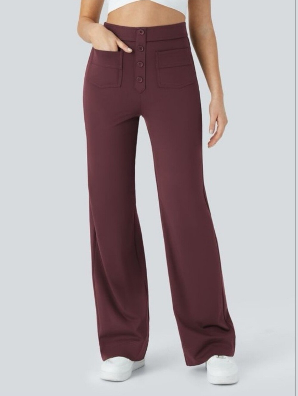 Halara High-Waist Straight Leg Pants in Burgundy NWOT - Picture 6 of 12